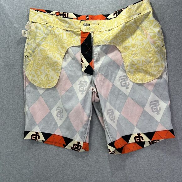 San Francisco SF Giants MLB Argyle Plaid Orange Black Golf Shorts Sz 42 - Picture 11 of 12